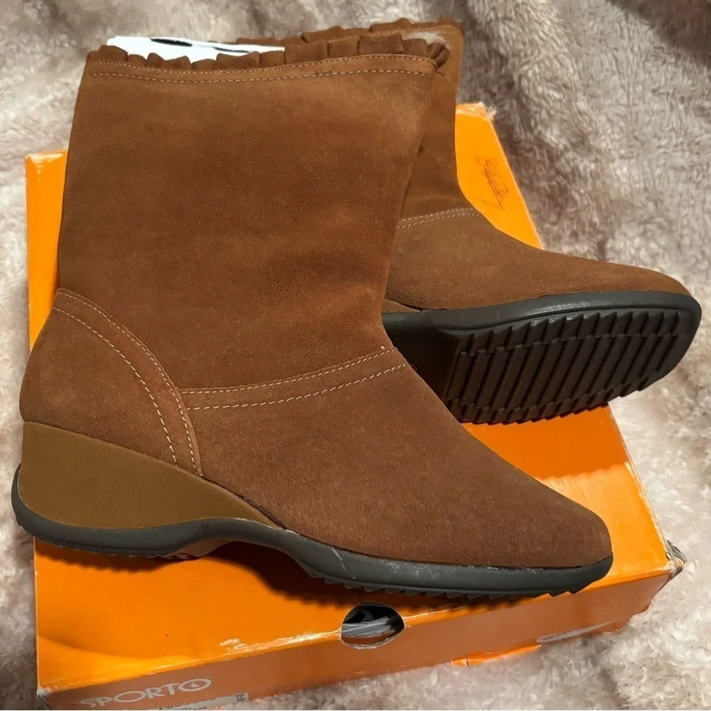 SPORTO Abbey Leather Waterproof boots size 9 in chestnut brown